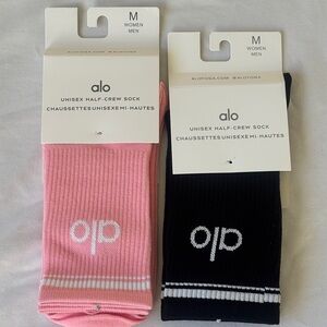 ALO Yoga Pink and Black Half-Crew Socks